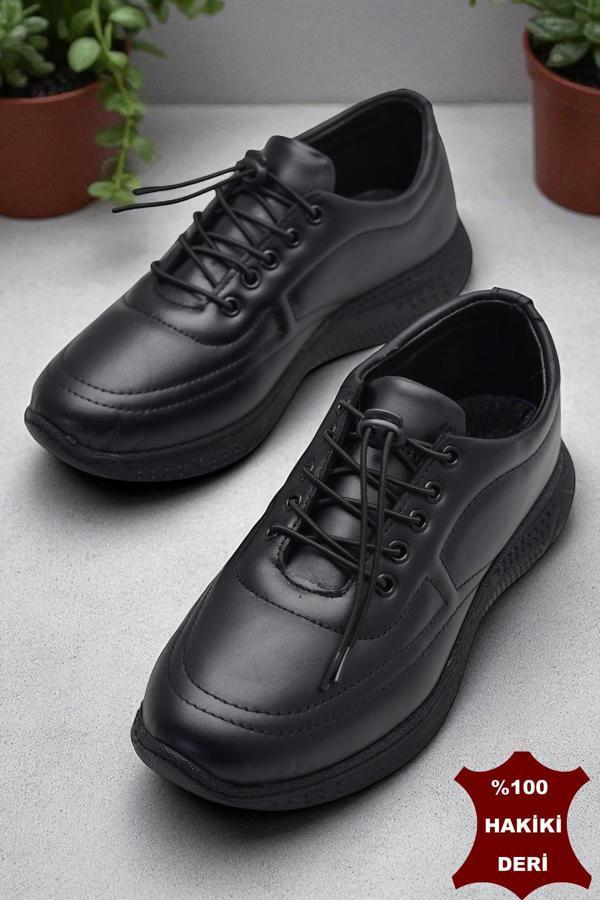 701 Tam Ortopedik Taban Hakiki Deri Erkek Ayakkabı Kadın Ayakkabı Kaymaz Taban Unisex Ayakkabı Lastikli Bağcık - Image 1