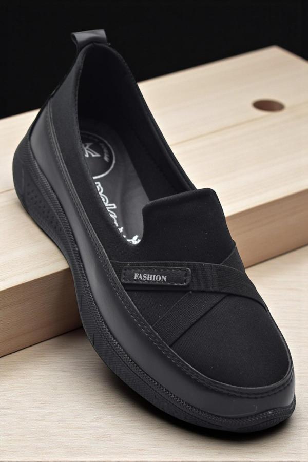 106 Streçli Taşlı Ortopedik Taban Günlük Kadın Ayakkabı Babet Casual Günlük Ayakkabı - Image 1