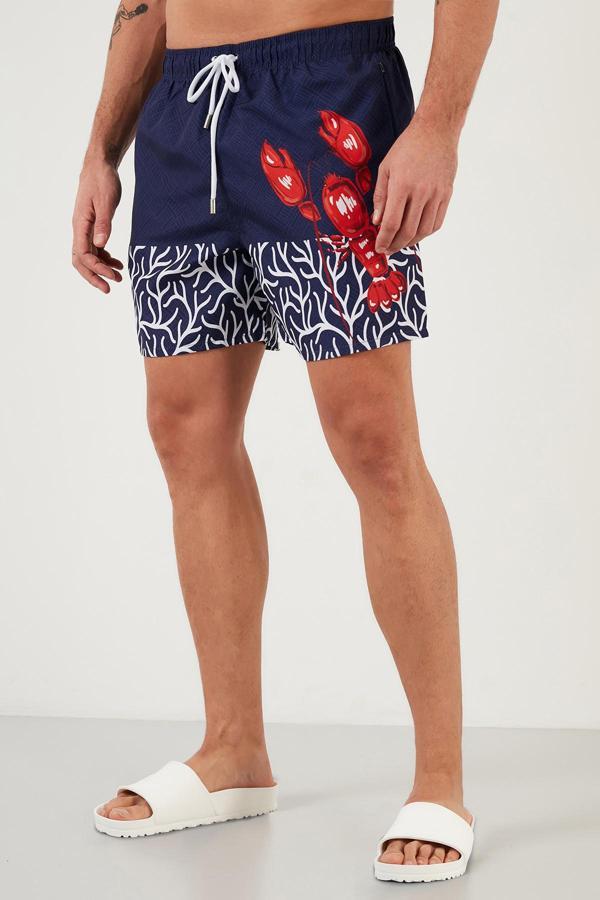 Buratti Belden Bağlamalı Deniz Şortu Cepli Erkek Mayo Short 3800907 LACİVERT - Image 1