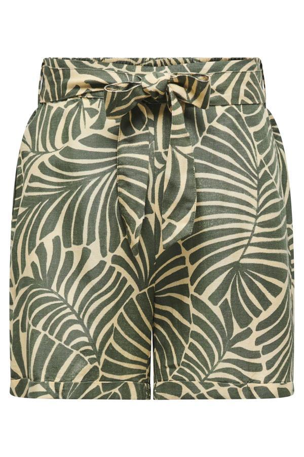 Only Onlcallie Keten Karışımlı Regular Fit Bayan Short 15318789 YEŞİL-BEJ - Image 1