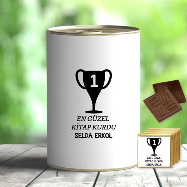 Kişiye Özel Kitap Kurdu Temalı Çikolata Konservesi - MK01 - Image 1