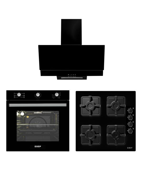 EXEP ECO LİNE SİYAH 3 LÜ ANKASTRE SET (ED401-EO320-EF240) - Image 1