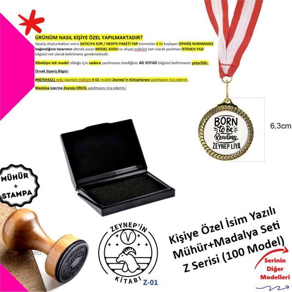 Kişiye Özel Burçlu Kitapsever Hediye Seti - Kitap Damgası ve Madalya - Z Serisi - Image 1