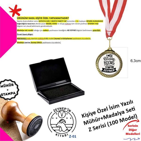 Kişiye Özel Burçlu Hediye Seti - Kitap Mührü ve Madalya Seti - Z Serisi - Image 1
