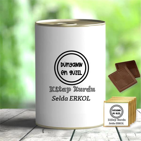 Kişiye Özel Kitap Sever Temalı Çikolata Konservesi - MK02 - Image 1
