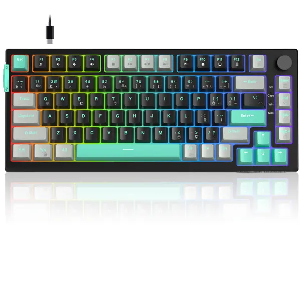MageGee SKY81 83 Tuş Kablolu RGB Hot-Swap Gasket Gri-Siyah Gaming Klavye - Image 1