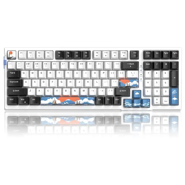 MageGee SKY98 99 Tuş Kablosuz RGB Hot-Swap Gasket Siyah-Beyaz Gaming Klavye - Image 1