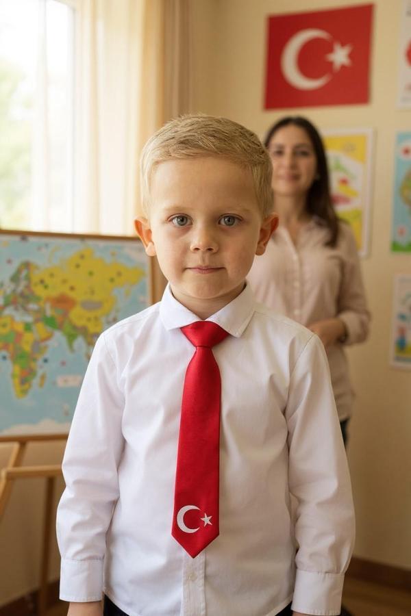 Ayyıldız Baskılı Çocuk Kravat - Image 1