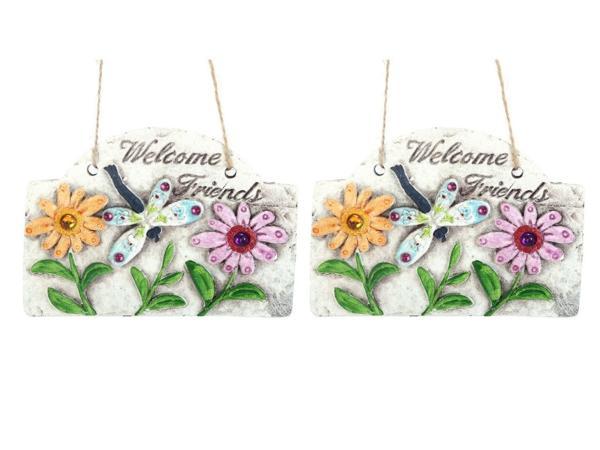 2 ADET ASILABİLİR BALKON VE BAHÇE SÜSÜ HOŞGELDİN ARKADAŞIM YAZILI 15X15X2CM DUVAR SÜSÜ,TAŞI BALKON,BAHÇE VE ODA DEKOR  HOŞGELDİNİZ TABLO,TABELA - Image 1