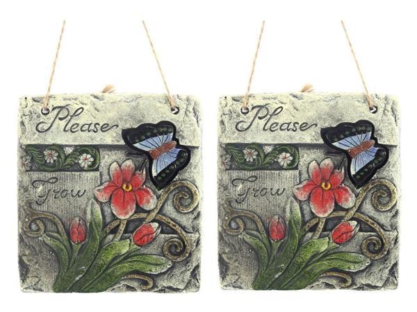 2 ADET ASILABİLİR BALKON VE BAHÇE SÜSÜ KELEBEK DESENLİ 14X13X3CM DUVAR SÜSÜ,TAŞI BALKON,BAHÇE VE ODA DEKOR  HOŞGELDİNİZ TABLO,TABELA - Image 1