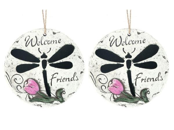 2 ADET ASILABİLİR BALKON VE BAHÇE SÜSÜ SİYAH YUSUFÇUKLU YUVARLAK 15X15X1,1CM DUVAR SÜSÜ,TAŞI BALKON,BAHÇE VE ODA DEKOR  HOŞGELDİNİZ TABLO,TABELA - Image 1