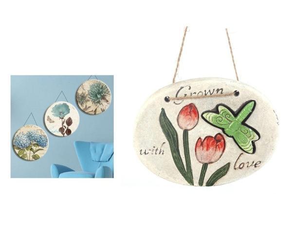 2 ADET ASILABİLİR BALKON VE BAHÇE SÜSÜ YEŞİL YUSUFÇUK DESENLİ OVAL 17X15X1,3CM DUVAR SÜSÜ,TAŞI BALKON,BAHÇE VE ODA DEKOR  HOŞGELDİNİZ TABLO,TABELA - Image 1