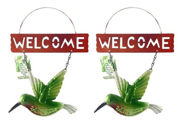 2 ADET BALKON VE BAHÇE HOŞGELDİNİZ TABELASI KUŞLU ALTIN TABELA 28X20X0,5CM - Image 1