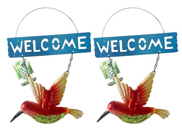 2 ADET BALKON VE BAHÇE HOŞGELDİNİZ TABELASI KUŞLU MAVİ TABELA 28X20X0,5CM - Image 1