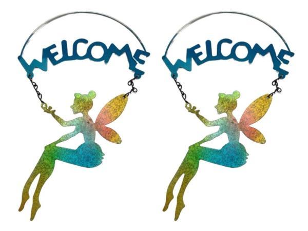 2 Adet Balkon Ve Bahçe Hoşgeldiniz Tabelası,Melek Figürlü 30x18x0,5cm - Image 1