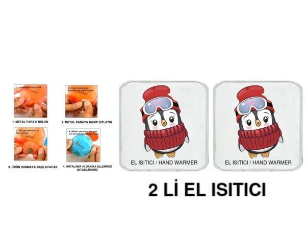 2 ADET BERELİ PENGUEN CEP SOBASI,EL ISITICI,SICAK SU TORBASI PVC  10x9,5cm - Image 1