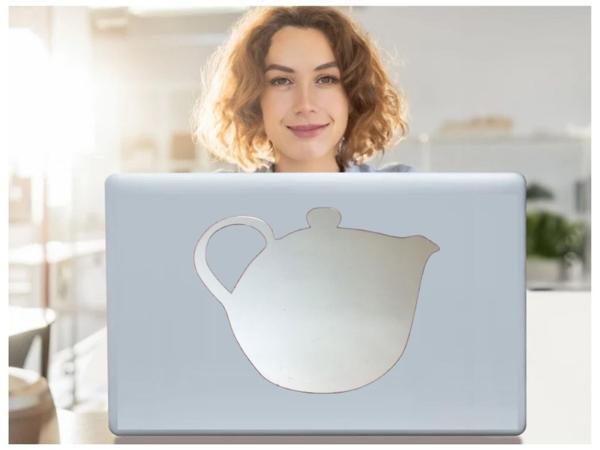 2 ADET DEFTER STİCKER,LAPTOP STİCKER  AYNALI  ÇAYDANLIK ŞEKİLLİ 20X15X0,6CM - Image 1