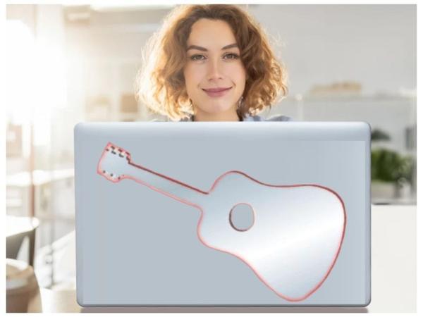 2 ADET DEFTER STİCKER,LAPTOP STİCKER  AYNALI  GİTAR ŞEKİLLİ 34X15X0,6CM - Image 1