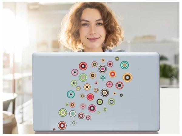 2 ADET DEFTER STİCKER,LAPTOP STİCKER  GEOMETRİK HALKALI PVC 48X33X0,5CM - Image 1