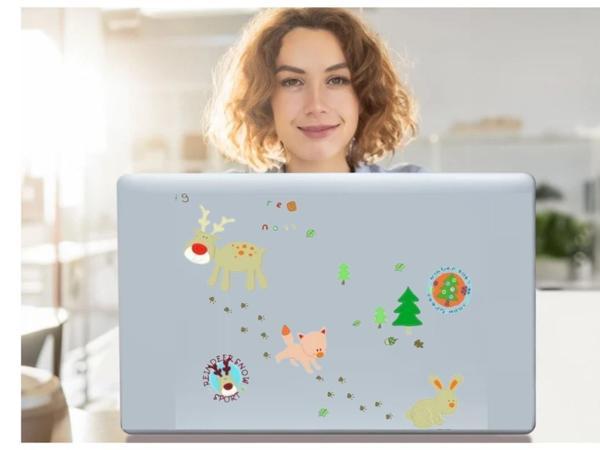 2 ADET DEFTER STİCKER,LAPTOP STİCKER  ORMANLI DESENLİ PVC 48X33X0,5CM - Image 1