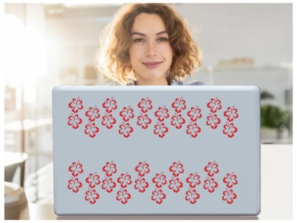 2 ADET DEFTER STİCKER,LAPTOP STİCKER  PEMBE ÇİÇEKLİ PVC 48X33X0,5CM - Image 1