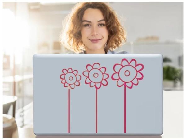 2 ADET DEFTER STİCKER,LAPTOP STİCKER  PEMBE PAPATYALI PVC 48X33X0,5CM - Image 1