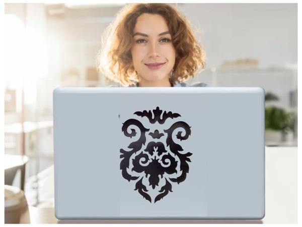 2 ADET DEFTER STİCKER,LAPTOP STİCKER  SİYAH ÇİÇEKLİ PVC 48X33X0,5CM - Image 1