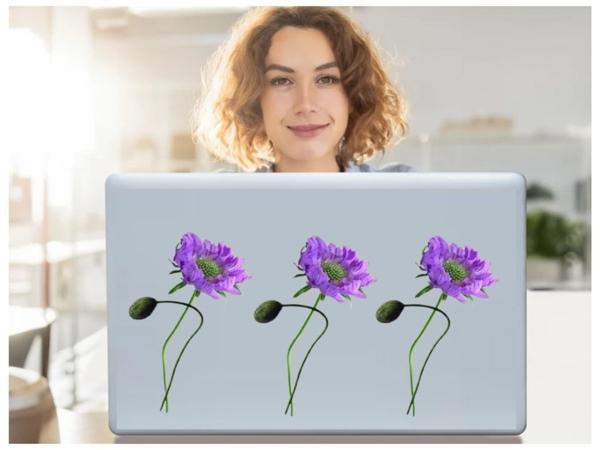 2 ADET DEFTER STİCKER,LAPTOP STİCKER MOR ÇİÇEKLİ  PVC 70X50X0,5CM - Image 1