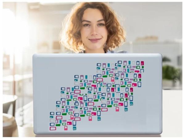 2 ADET DEFTER STİCKER,LAPTOP STİCKER RENKLİ KARELİ PVC 48X33X0,5CM - Image 1