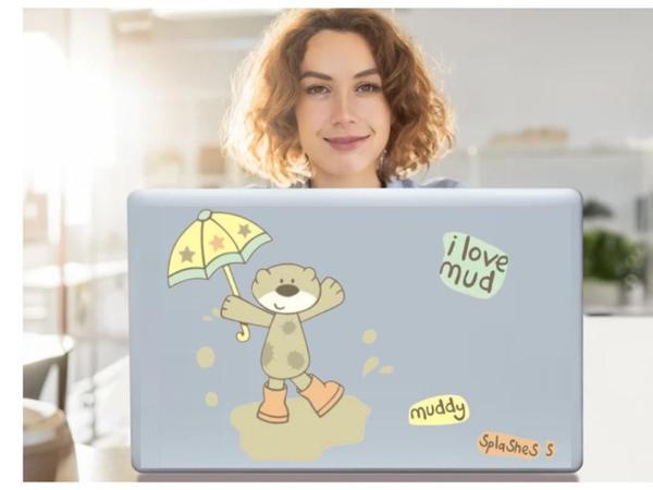 2 ADET DEFTER STİCKER,LAPTOP STİCKER SEVİMLİ AYI DESENLİ PVC 70X50X0,5CM - Image 1