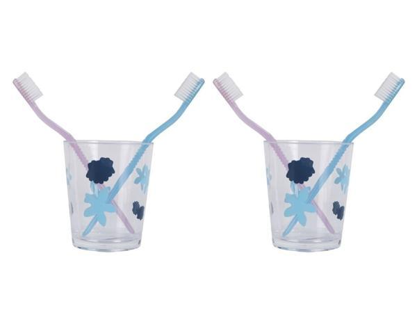 2 ADET DİŞ FIRÇALIK VE MACUN KABI BENEKLİ AKRİLİK 8X8X9CM  BANYO SETİ   - Image 1