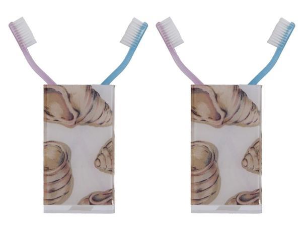 2 ADET DİŞ FIRÇALIK VE MACUN KABI İSTİRİDYE AKRİLİK 6X6X12CM 300ML BANYO SETİ   - Image 1