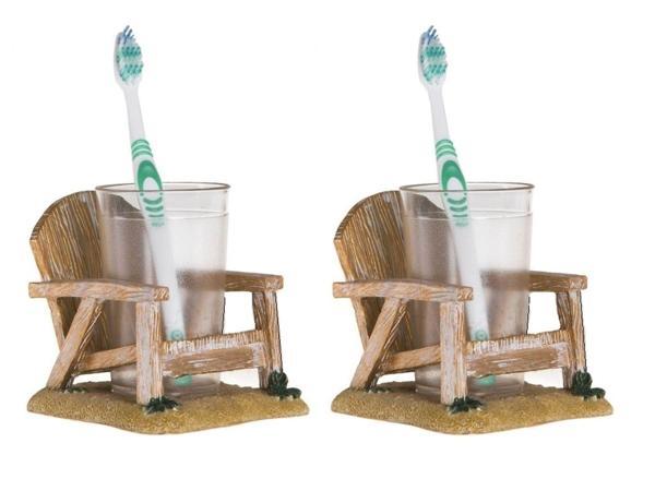 2 ADET DİŞ FIRÇALIK VE MACUNLUK SANDALYE POLİRESİN 13X11X10CM 200ML BANYO SETİ   - Image 1