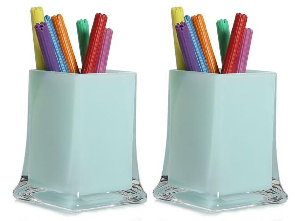 2 ADET KALEMLİK BUZ MAVİ RENKLİ OFİS GERECİ 6X6X10CM 300ML - Image 1