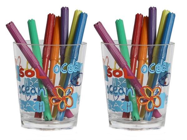2 ADET KALEMLİK DENİZ DESENLİ OFİS GERECİ 8X8X9CM  - Image 1