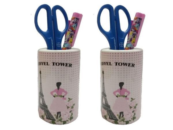 2 ADET KALEMLİK EYFEL KULESİ MODEL SERAMİK OFİS GERECİ  7X7X11CM - Image 1