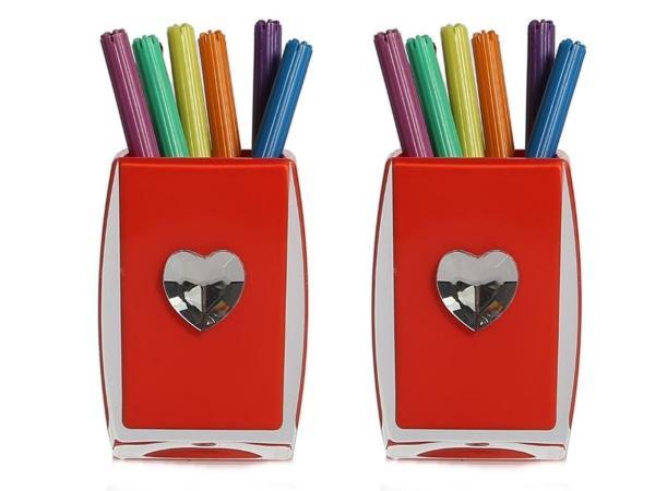 2 ADET KALEMLİK KALPLİ MODEL OFİS GERECİ 6X6X10CM  - Image 1