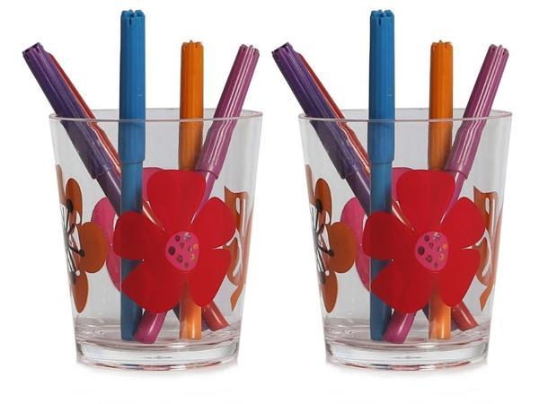 2 ADET KALEMLİK KIRMIZI PAPATYA DESENLİ OFİS GERECİ 8X8X9CM  - Image 1