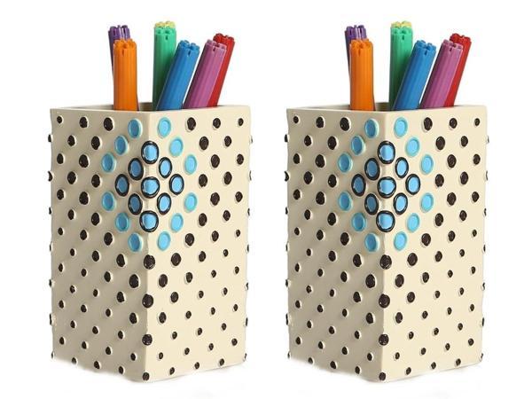 2 ADET KALEMLİK PUANLI MODEL OFİS GERECİ 6X6X10CM 200ML - Image 1