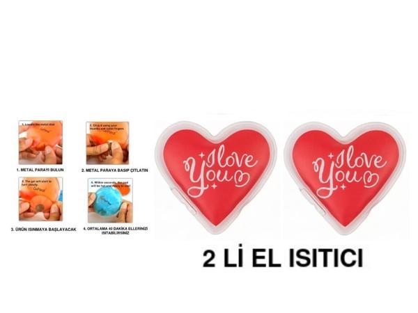 2 ADET KALPLİ SEVGİ MESAJLI CEP SOBASI,EL ISITICI,SICAK SU TORBASI PVC  9cm - Image 1
