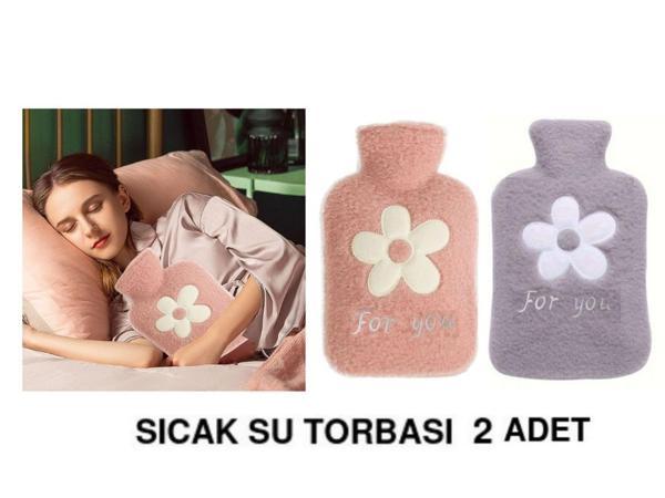 2 ADET SICAK SU TORBASI PELUŞ PAPATYA DESENLİ 21x13,5x2cm 500 ml - Image 1