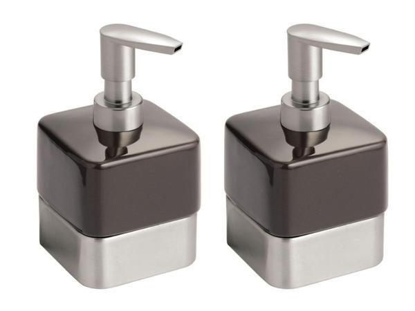 2 ADET SIVI SABUNLUK KAKAO KAHVE RENKLİ PORSELEN 8X8X13CM 200ML - Image 1