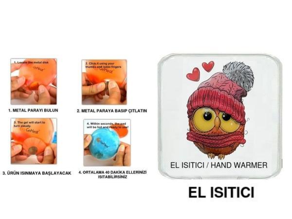 BERELİ BAYKUŞ CEP SOBASI,EL ISITICI,SICAK SU TORBASI PVC  10x9,5cm - Image 1