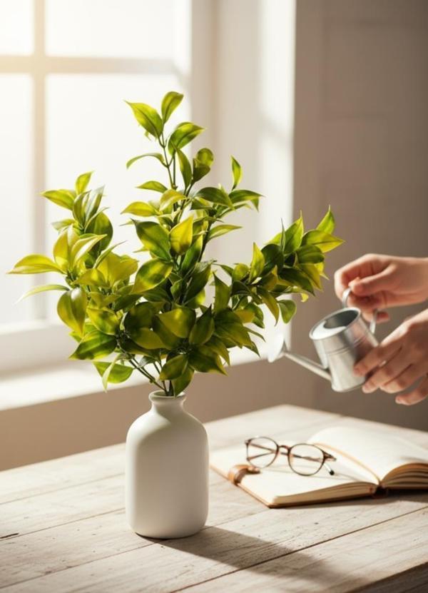 Yapay Çiçek Sarı Yeşil Limon Yaprağı Demet Şimşir Demeti Garnitür Aradal Dekoratif Yapay Bitki - Image 1