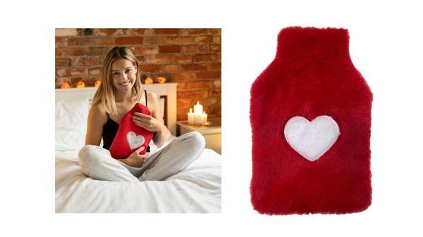 SICAK SU TORBASI PELUŞ KALPLİ,KIRMIZI TERMOFOR 27X17X2CM 1 LİTRE - Image 1