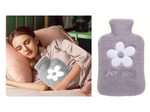 SICAK SU TORBASI PELUŞ PAPATYA DESENLİ GRİ  21x13,5x2cm 500 ml - Image 1