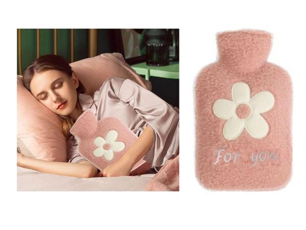 SICAK SU TORBASI PELUŞ PAPATYA DESENLİ PEMBE  21x13,5x2cm 500 ml - Image 1