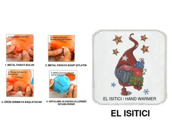 YILDIZLI NOEL CÜCESİ CEP SOBASI,EL ISITICI,SICAK SU TORBASI PVC  10x9,5cm - Image 1