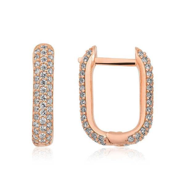 BlackCraft Gümüş Çift Taraflı Beyaz Taşlı J Bayan Küpe (BC-76BC00) - Image 1