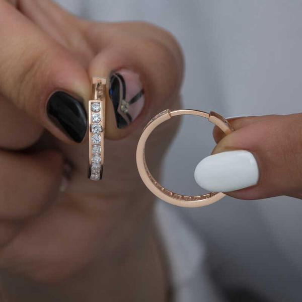 BlackCraft Gümüş Zirkon Taşlı Halka Kadın Küpe (BC-6DD524) - Image 1